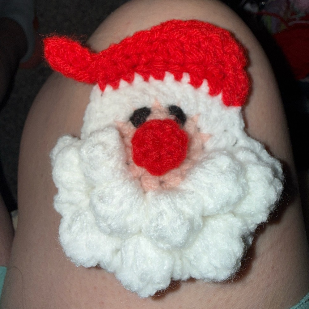 Hand Crafted Santa Face with Red Hat and White Beard❤️